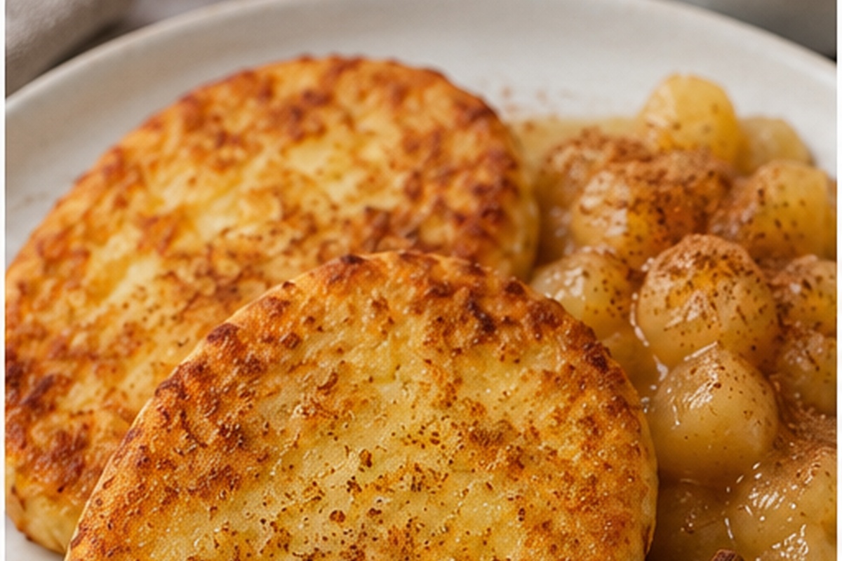 German Quarkies with apple sauce and cinnamon